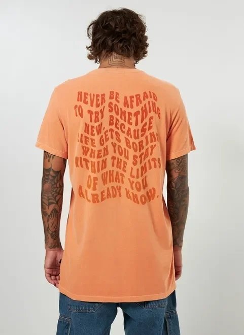 camiseta alongada estonada laranja camiseta alongada estonada laranja