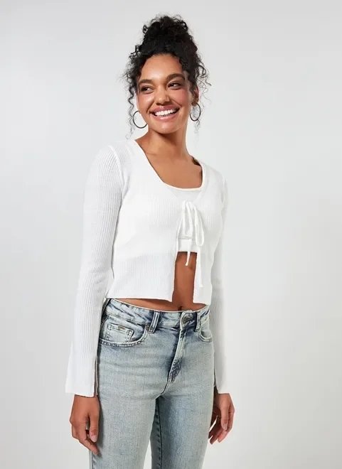 blusa aberta estilo cardigan em tricô blusa aberta estilo cardigan em tricô