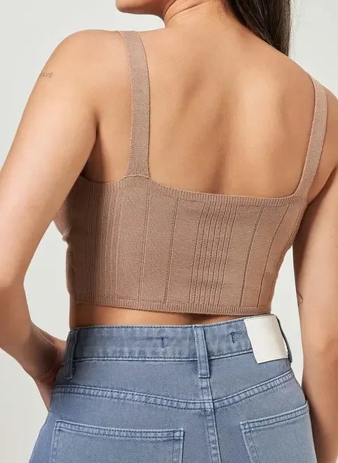 top torcido em tricô canelado top torcido em tricô canelado