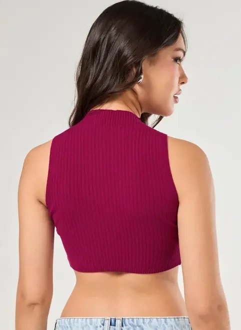 cropped em tricô rosa com golinha cropped em tricô rosa com golinha