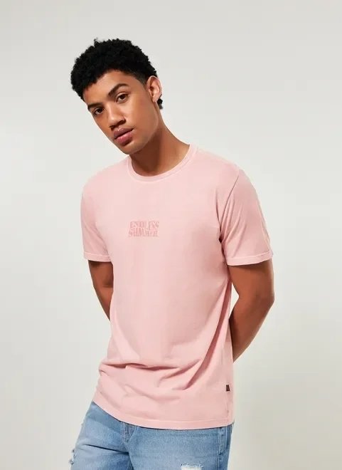camiseta rosa estonada com escrito camiseta rosa estonada com escrito
