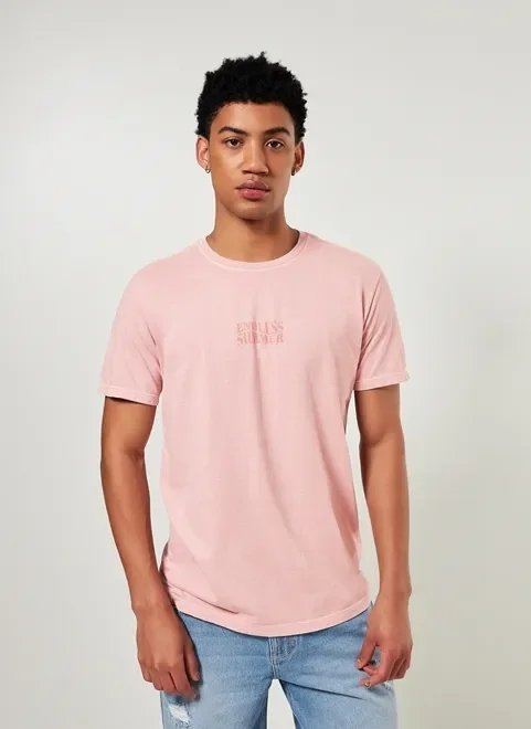 camiseta rosa estonada com escrito camiseta rosa estonada com escrito