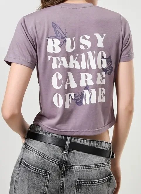 camiseta mini tee lilás borboleta camiseta mini tee lilás borboleta