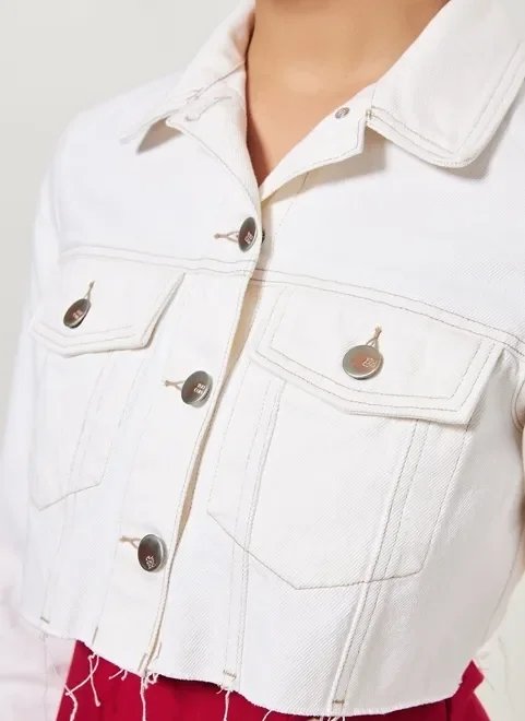 jaqueta cropped em sarja off-white jaqueta cropped em sarja off-white