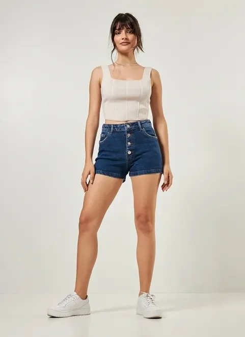 short jeans hot pants com botões short jeans hot pants com botões