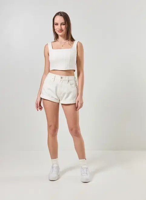 cropped corselet em sarja branca cropped corselet em sarja branca