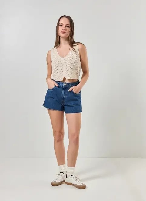 short mom jeans barra cortada short mom jeans barra cortada