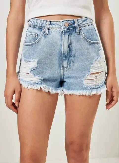 short cintura alta jeans com rasgos short cintura alta jeans com rasgos