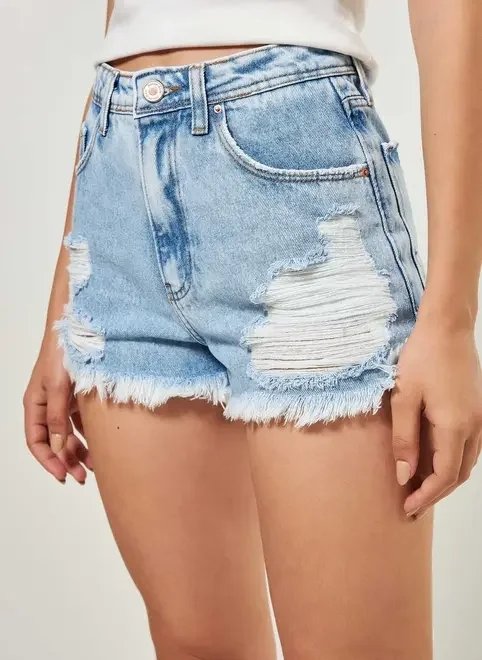 short cintura alta jeans com rasgos short cintura alta jeans com rasgos