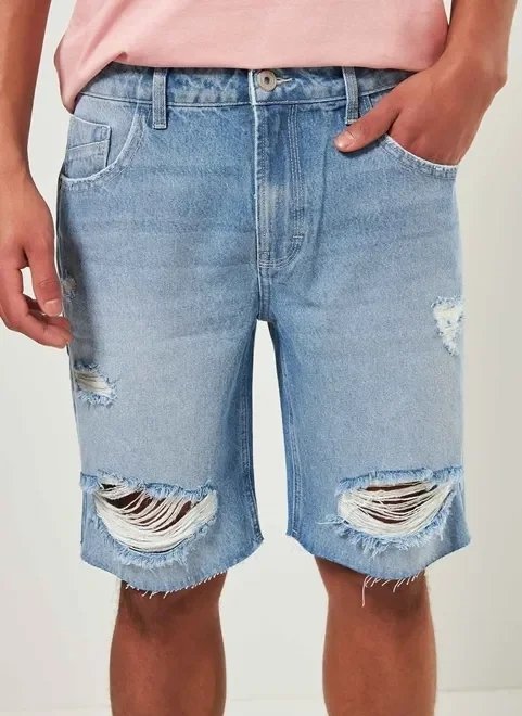 bermuda jeans com rasgos desfiados bermuda jeans com rasgos desfiados