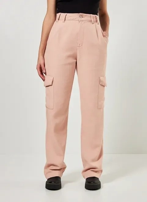 calça wide leg cargo rosê calça wide leg cargo rosê