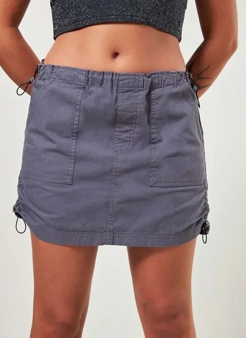 saia parachute em sarja chumbo saia parachute em sarja chumbo