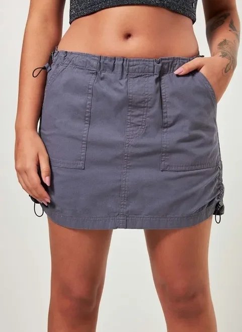 saia parachute em sarja chumbo saia parachute em sarja chumbo