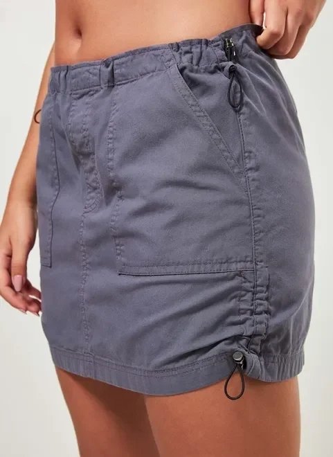 saia parachute em sarja chumbo saia parachute em sarja chumbo