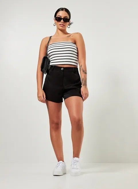 cropped sem alças em malha listrada cropped sem alças em malha listrada