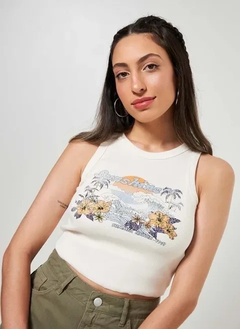 regata cropped estampa hawaii vintage regata cropped estampa hawaii vintage