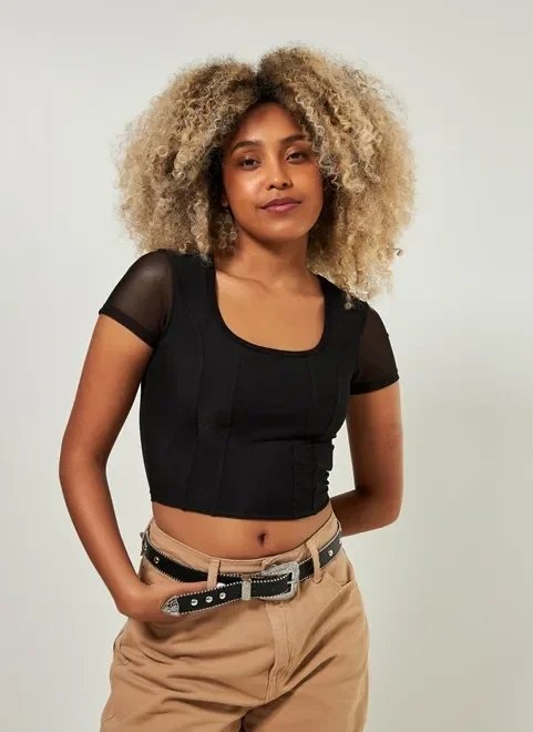 blusa corselet com tule preto blusa corselet com tule preto