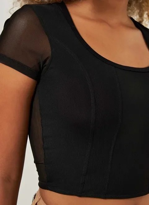 blusa corselet com tule preto blusa corselet com tule preto