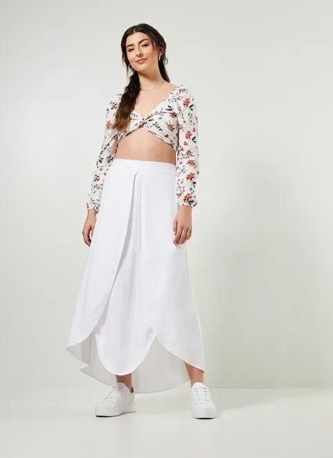 cropped manga longa off-white floral cropped manga longa off-white floral