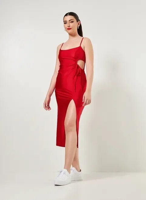 vestido midi vermelho com fenda vestido midi vermelho com fenda