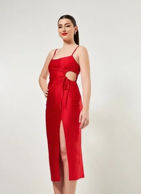 vestido midi vermelho com fenda vestido midi vermelho com fenda