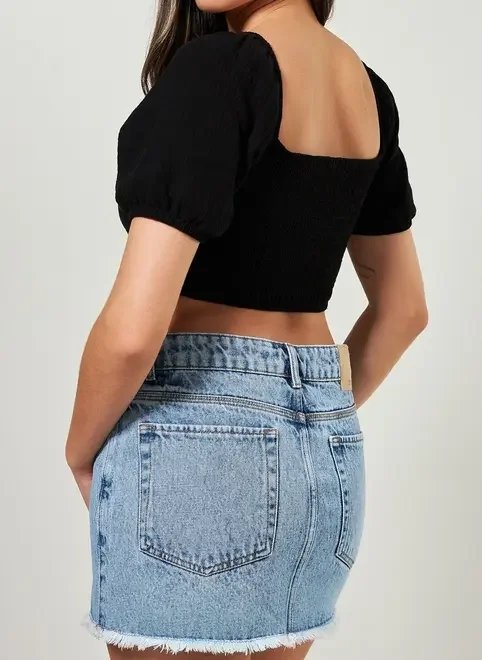 cropped manguinha bufante com torção cropped manguinha bufante com torção