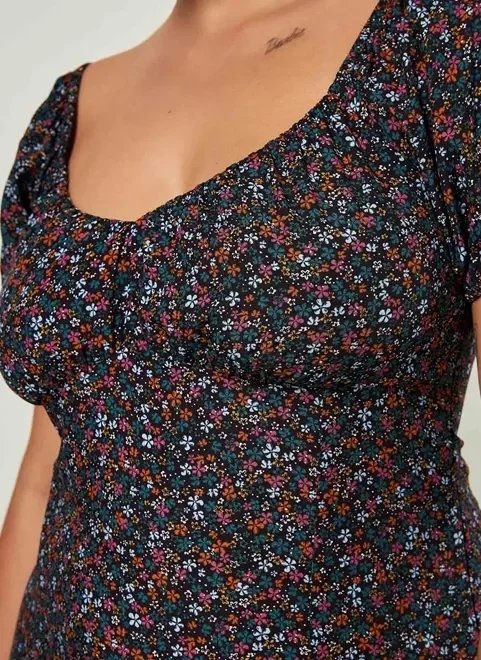 vestido midi escuro com florzinhas vestido midi escuro com florzinhas