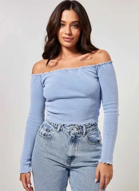 blusa manga longa ombro a ombro blusa manga longa ombro a ombro