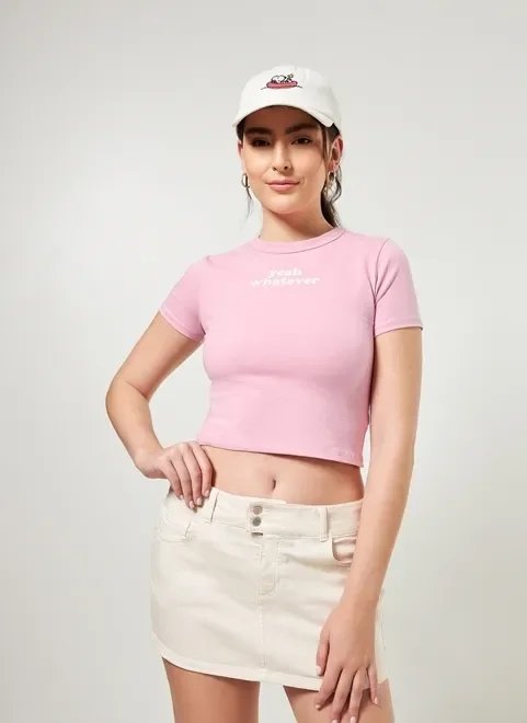 blusa mini tee rosinha com escrito blusa mini tee rosinha com escrito