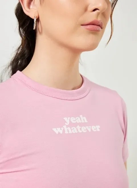 blusa mini tee rosinha com escrito blusa mini tee rosinha com escrito