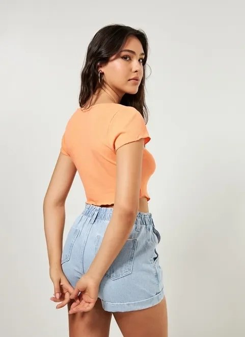 blusa cropped laranja com barra bico blusa cropped laranja com barra bico