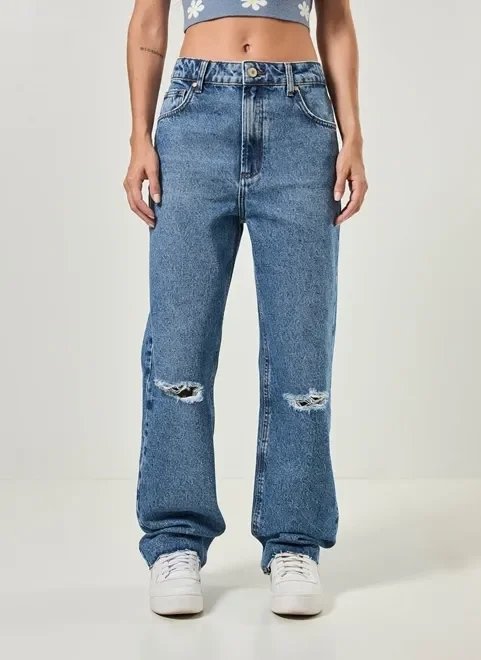 calça jeans boyfriend cintura baixa com rasgos calça jeans boyfriend cintura baixa com rasgos