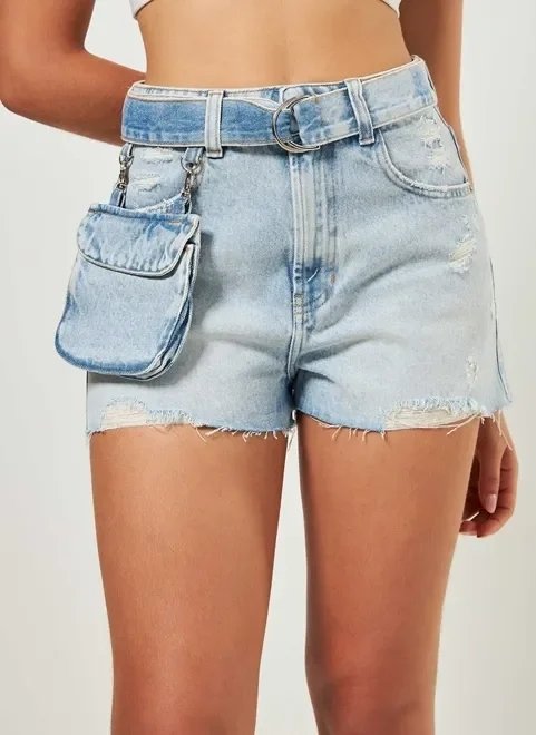 short jeans com cinto cargo removível short jeans com cinto cargo removível