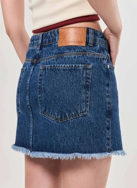 saia jeans barra desfiada cintura média saia jeans barra desfiada cintura média