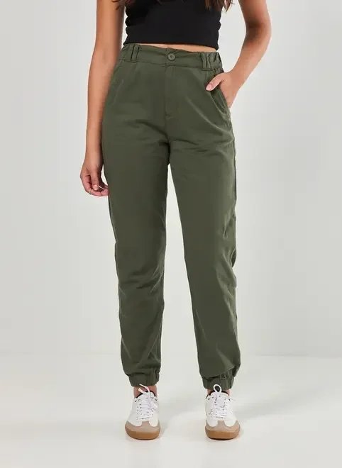 calça jogger em sarja com elástico calça jogger em sarja com elástico