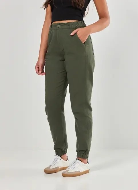 calça jogger em sarja com elástico calça jogger em sarja com elástico
