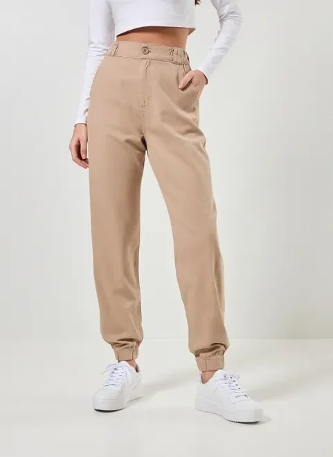calça jogger em sarja com elástico calça jogger em sarja com elástico