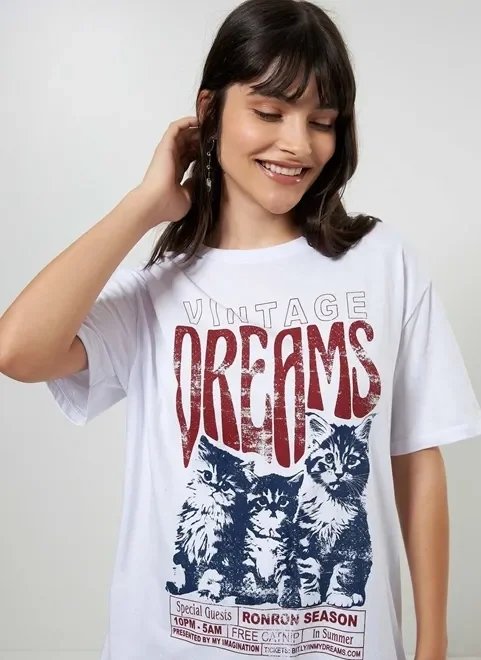 camiseta oversized estampa vintage gatos camiseta oversized estampa vintage gatos