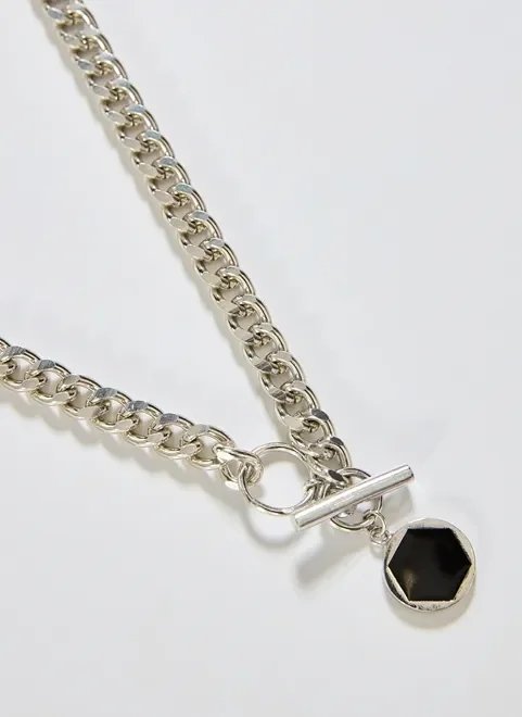 colar corrente prateada com pingente colar corrente prateada com pingente