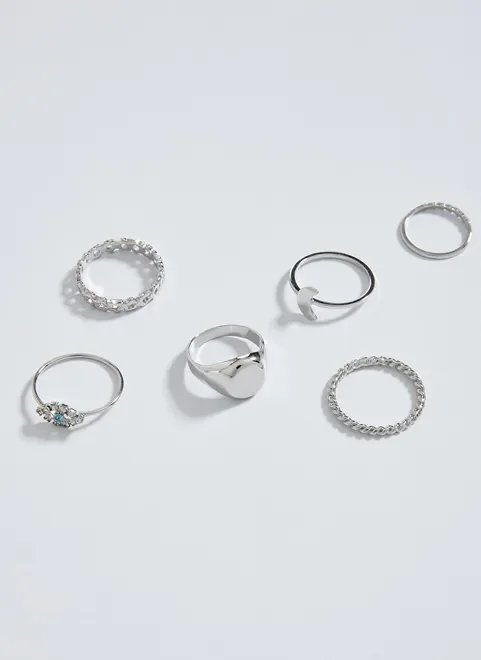 conjunto 6 anéis lua e olho conjunto 6 anéis lua e olho