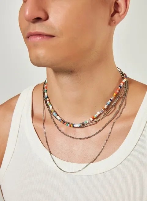 conjunto colares correntes e miçangas conjunto colares correntes e miçangas