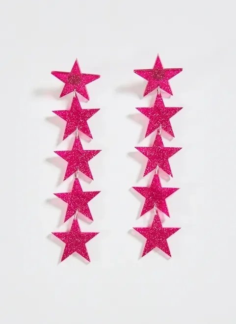 brinco de estrelas rosa com brilho brinco de estrelas rosa com brilho