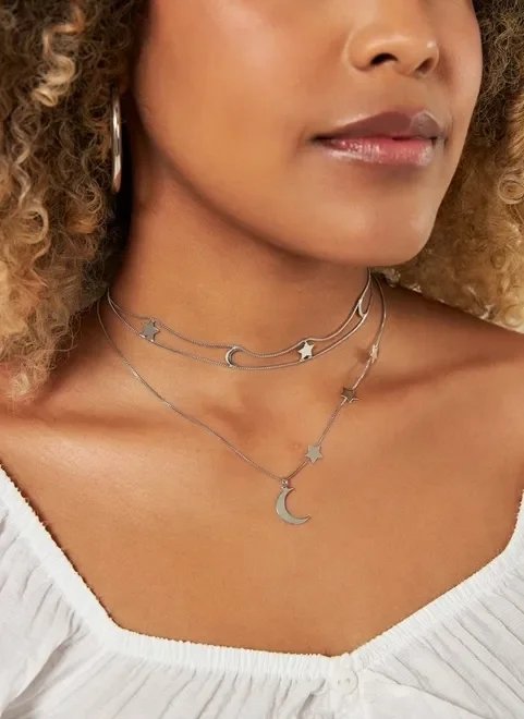 kit choker e colar lua e estrelas kit choker e colar lua e estrelas