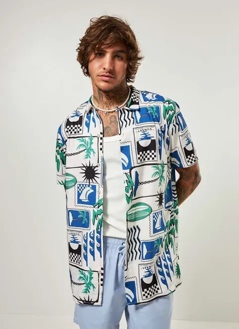 camisa estampada tropical camisa estampada tropical