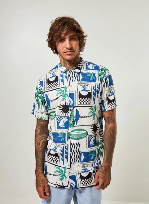 camisa estampada tropical camisa estampada tropical