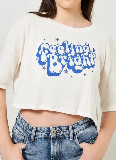 camiseta cropped off-white escrito azul camiseta cropped off-white escrito azul