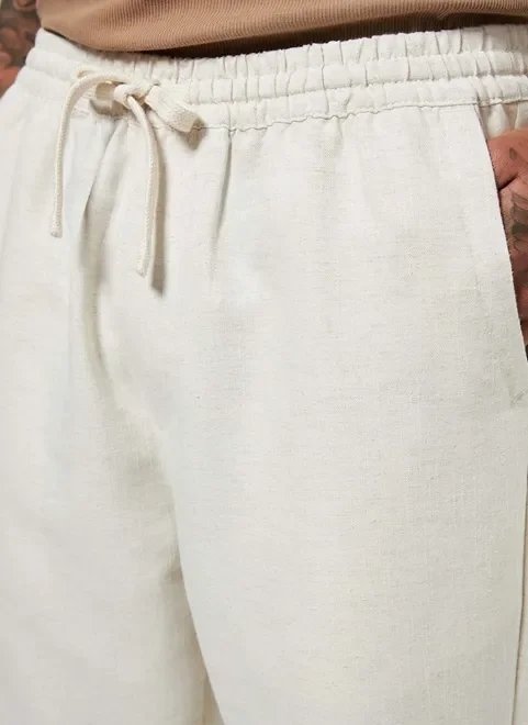 calça off-white com linho calça off-white com linho