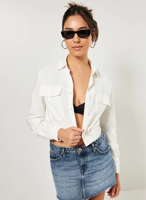 jaqueta cropped bomber off-white jaqueta cropped bomber off-white
