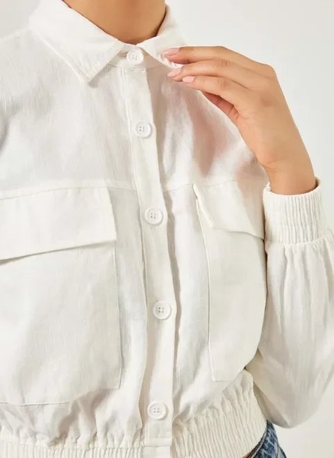 jaqueta cropped bomber off-white jaqueta cropped bomber off-white