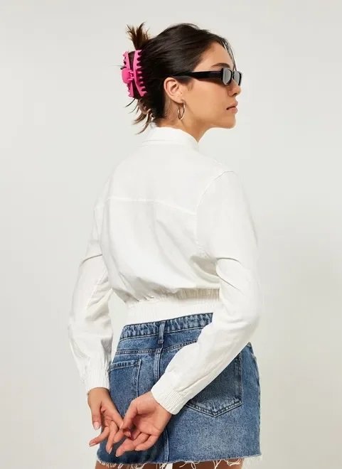 jaqueta cropped bomber off-white jaqueta cropped bomber off-white